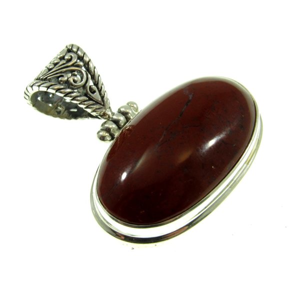 Handcrafted Solid 925 Sterling Silver & Carnelian Gemstone Pendant, Made in Bali - Picture 3 of 5